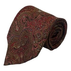 Ermenegildo Zegna Men's Red & Pink‎ Paisley 100% Silk Tie Suit Wedding